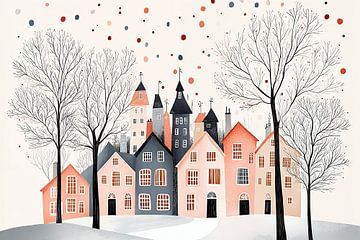 Stedelijk Winterlandschap in Pastel no.1 van Studio BB