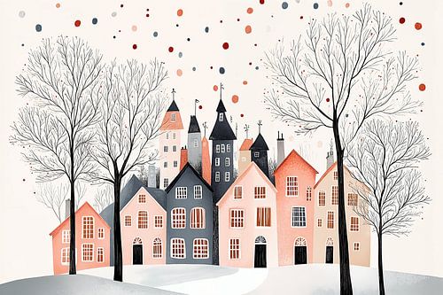 Paysage d'hiver urbain au pastel n°1