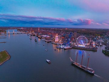 Sail Kampen Panoramablick bei Sonnenuntergang von Sjoerd van der Wal Fotografie
