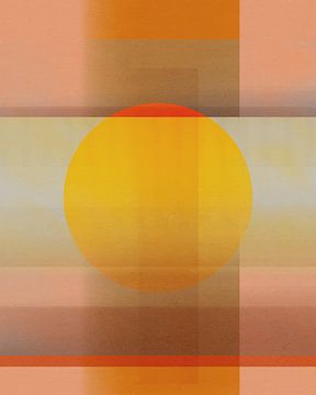 Abstrakt in neonfarbenen Erdtönen. Gelb, gebranntes Orange, Terra. von Dina Dankers