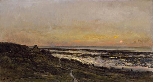 Het strand van Villerville bij zonsondergang, Charles-François Daubigny