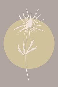 Japandi. Boho botanische distelbloem in goud en taupe nr. 7 van Dina Dankers