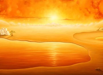 Golden Desert. Schilderijen. Surrealisme. van SergeivoArt