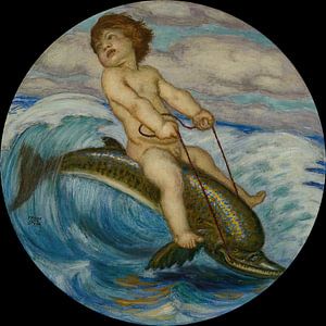 Franz von Stuck - Erote reitet auf einem Delphin (um 1912)
