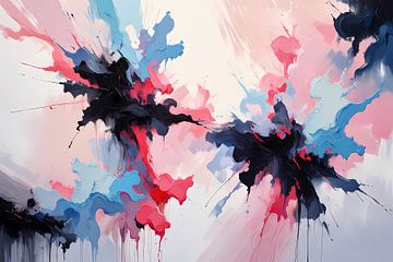 Explosion dynamique et abstraite de couleurs sur De Muurdecoratie