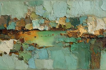 Groen abstract schilderij – Aards en rustgevend van Joriali Abstract