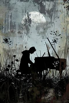 Piano banksy stijl van Imperial Art House