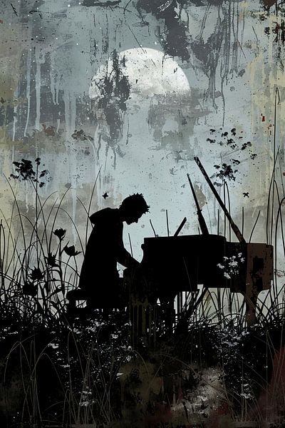 Piano banksy stijl van Imperial Art House