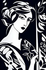 Vrouw in zwart wit van Artsy