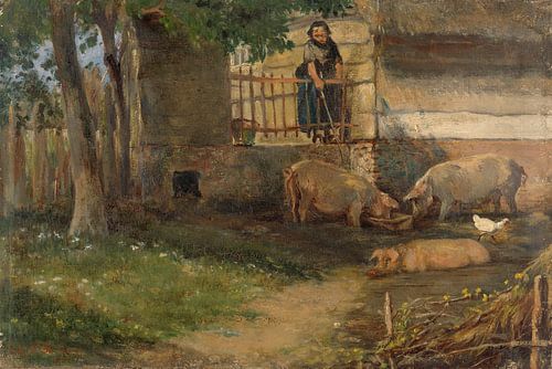 Varkens in een Barnyard, Guillaume Anne van der Brugghen