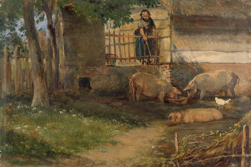 Pigs in a Barnyard, Guillaume Anne van der Brugghen by Masterful Masters