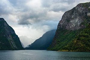 View to the Aurlandsfjord in Norway van Rico Ködder