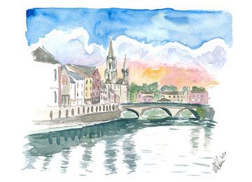 Cork Stadtansicht mit Fluss Lee und Brücke von Markus Bleichner