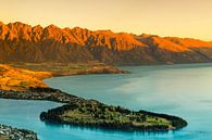 Uitzicht over Queenstown en het Wakatip-meer bij zonsondergang, Nieuw-Zeeland van Markus Lange thumbnail