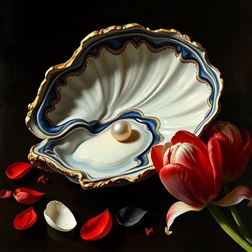 Oester met parel romantisch stijl.