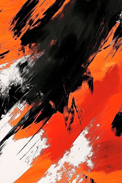 Abstrakte Farben in Schwarz und Orange von Poster Art Shop