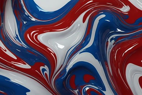 Dynamische Rood-Wit-Blauwe Abstracte Vormen