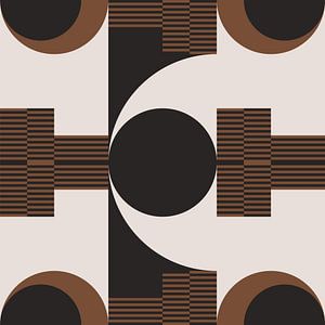 Geometrische Retro-Abstraktion. Moderne Kunst in braun, weiß, schwarz Nr. 3 von Dina Dankers