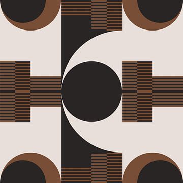 Retro Geometric Abstraction. Modern art in brown, white, black no. 3 by Dina Dankers