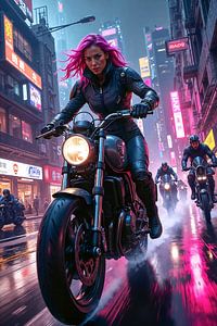 NEON RIDER - Une femme en fuite à travers la ville cyberpunk