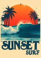 Vintage surfposter, de vrijheid van surfen met retro charme