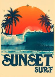 Vintage surf poster, the freedom of surfing with retro charm by SHAKA LAB