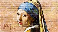 Meisje met de parel -  muurschildering graffiti licht