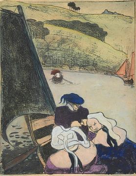 Emile Bernard - Bretons op een veerboot (1889) van Peter Balan