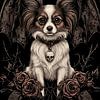 Gothic Chihuahua met vleermuisvleugels en rozen van Pixelbull Design