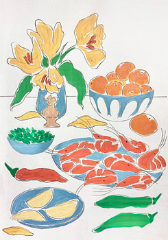 Verse bloemen en een feestmaal