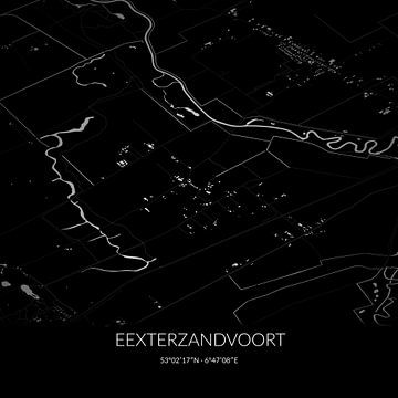 Zwart-witte landkaart van Eexterzandvoort, Drenthe. van Rezona