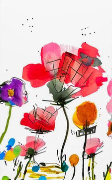 Abstract poppies by Niek Traas