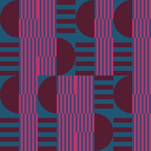 Abstracte geometrische kunst in retrostijl in blauw, roze, paars