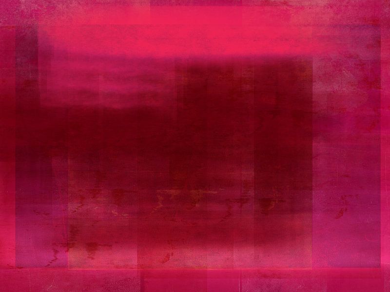Moderne abstracte kunst in wijnrood, neonroze, roestbruin. van Dina Dankers