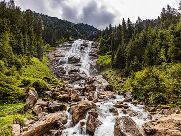 Grawa Waterfall in the Stubaital in Tyrol in Spring by Werner Dieterich