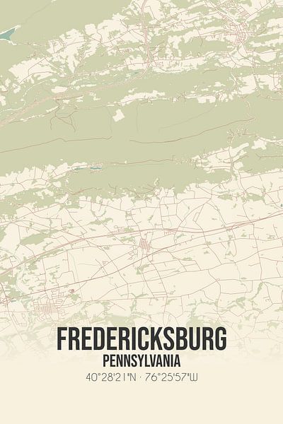 Vintage map of Fredericksburg (Pennsylvania), USA. by Prints of Place