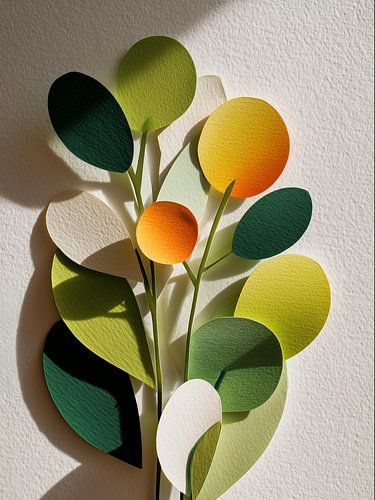 Bladeren in papierstijl – botanische illustratie