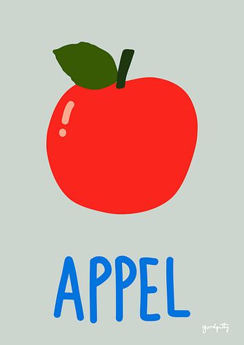 Kinderposter A – Apfel | Verspielte Illustration für das Kinderzimmer