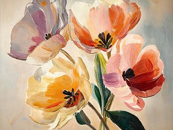 Schilderij Tulpen | Vibrant Petals Unfolding