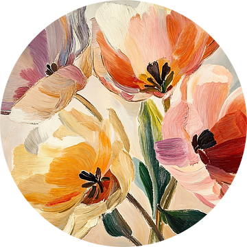 Schilderij Tulpen | Vibrant Petals Unfolding van De Mooiste Kunst