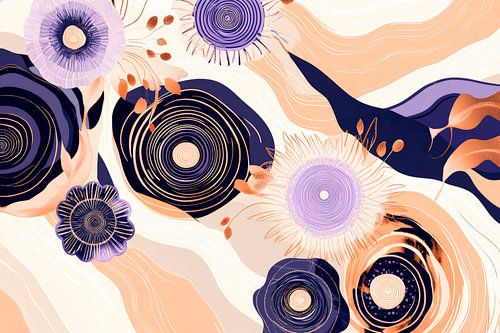 Abstracte bloemen op pastelkleurige achtergrond