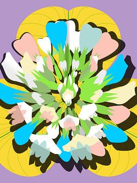 Kleurrijke Pop Art Bloemen van Mad Dog Art