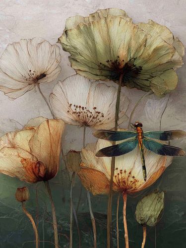 Dance of Silence - Libelle on Dried Flowers