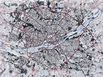 Kaart van Nantes in de stijl 'White Winter' van Maporia