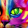 Portrait d'un chat V - graffiti pop art coloré sur Lily van Riemsdijk - Art Prints with Color