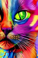 Portret van een kat V - kleurrijk popart graffiti