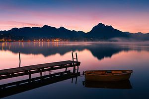 Sonnenaufgang Hopfensee, Allgäu, Bayern, Deutschland