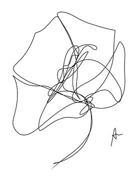 One line drawing Rose sur Ankie Kooi