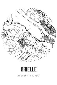 Brielle (Zuid-Holland) | Landkaart | Zwart-wit van Rezona