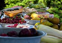Zomers fruit op buitentafel